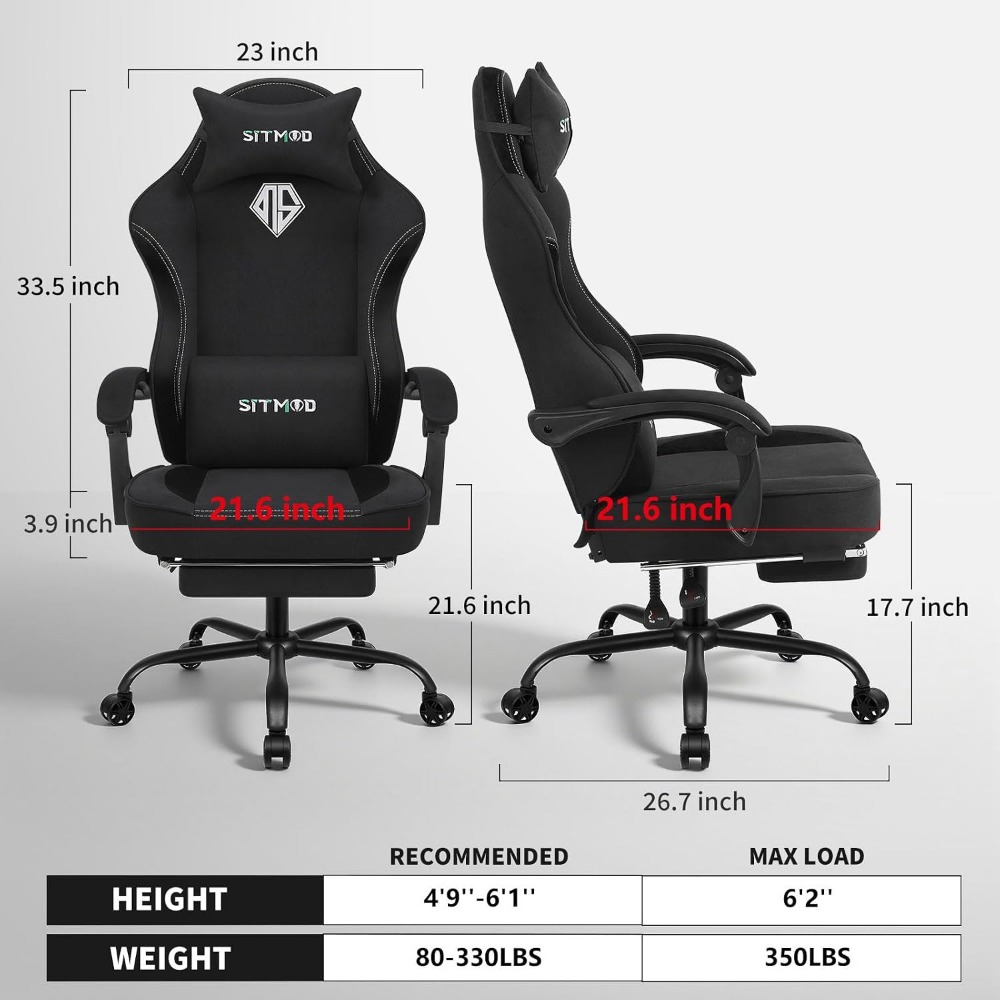 인체공학적 게이밍 의자 (발받침대 및 포켓 스프링 쿠션 - Gaming & Esports District 리뷰 및 가격