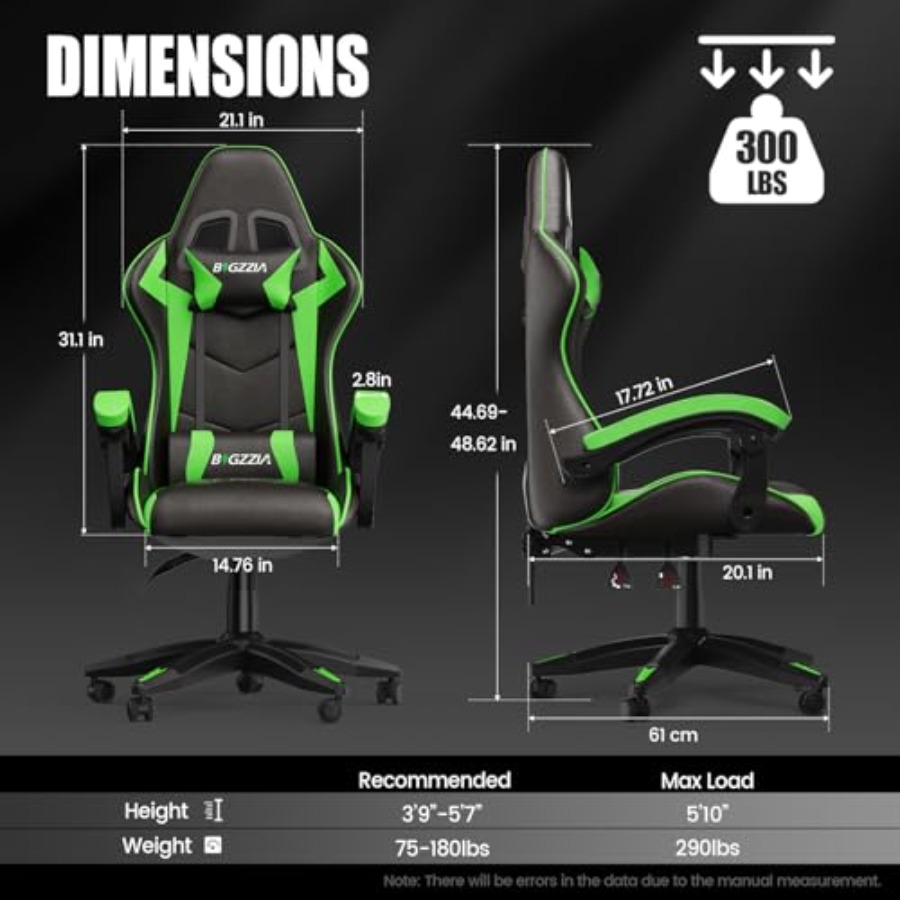 성인용 요추 지지대가 있는 인체공학적 게이밍 의자, 녹 - Gaming & Esports District 리뷰 및 가격