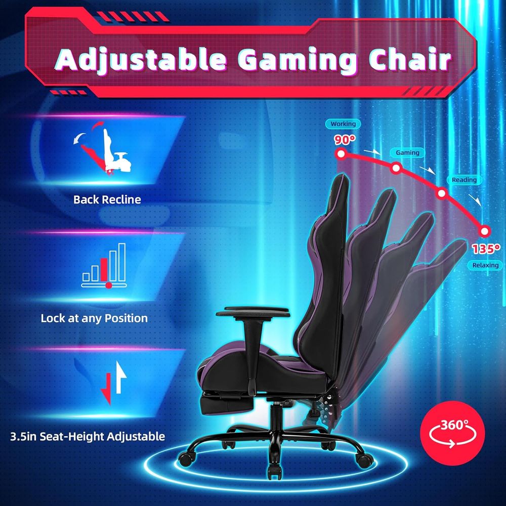 발 받침대가 있는 레이싱 스타일 게이밍 의자, 하이백  - Gaming & Esports District 리뷰 및 가격