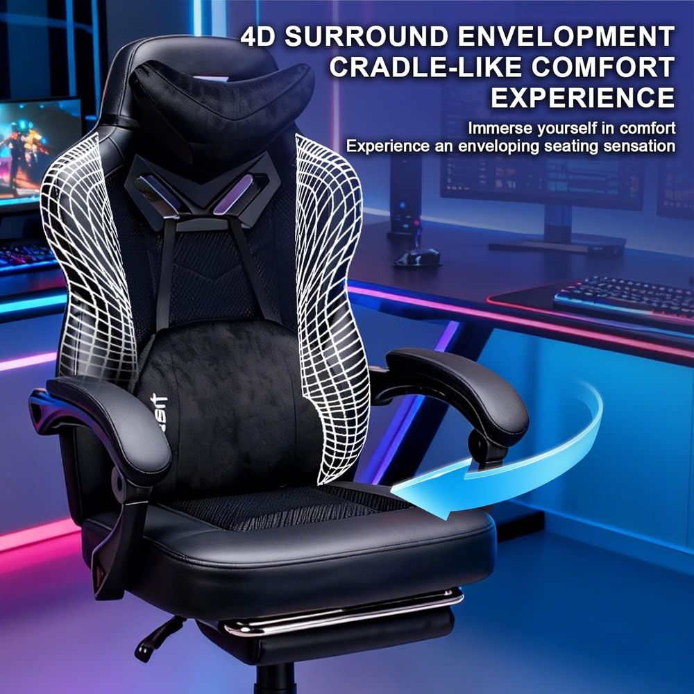 무거운 체형의 성인을 위한 발 받침대와 요추 지지대가  - Gaming & Esports District 리뷰 및 가격