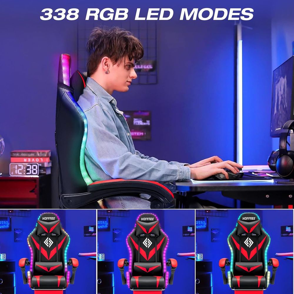 인체공학적 하이백 게이밍 의자(마사지 기능, LED 조 - Gaming & Esports District 리뷰 및 가격