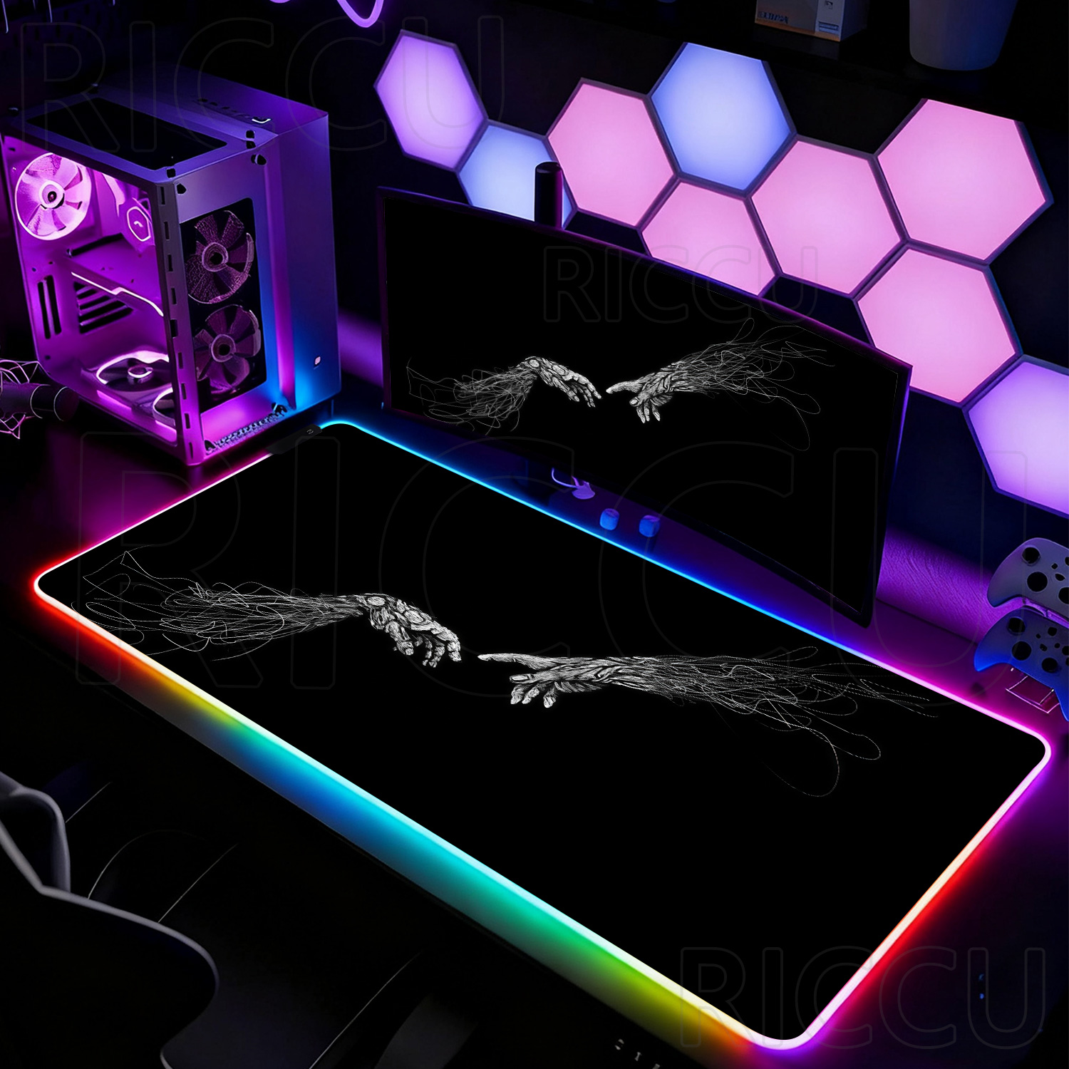 RGB XXL HD 대형 블랙 화이트 고딕 핸드 마우스 - Esports Gaming Setup 리뷰 및 가격