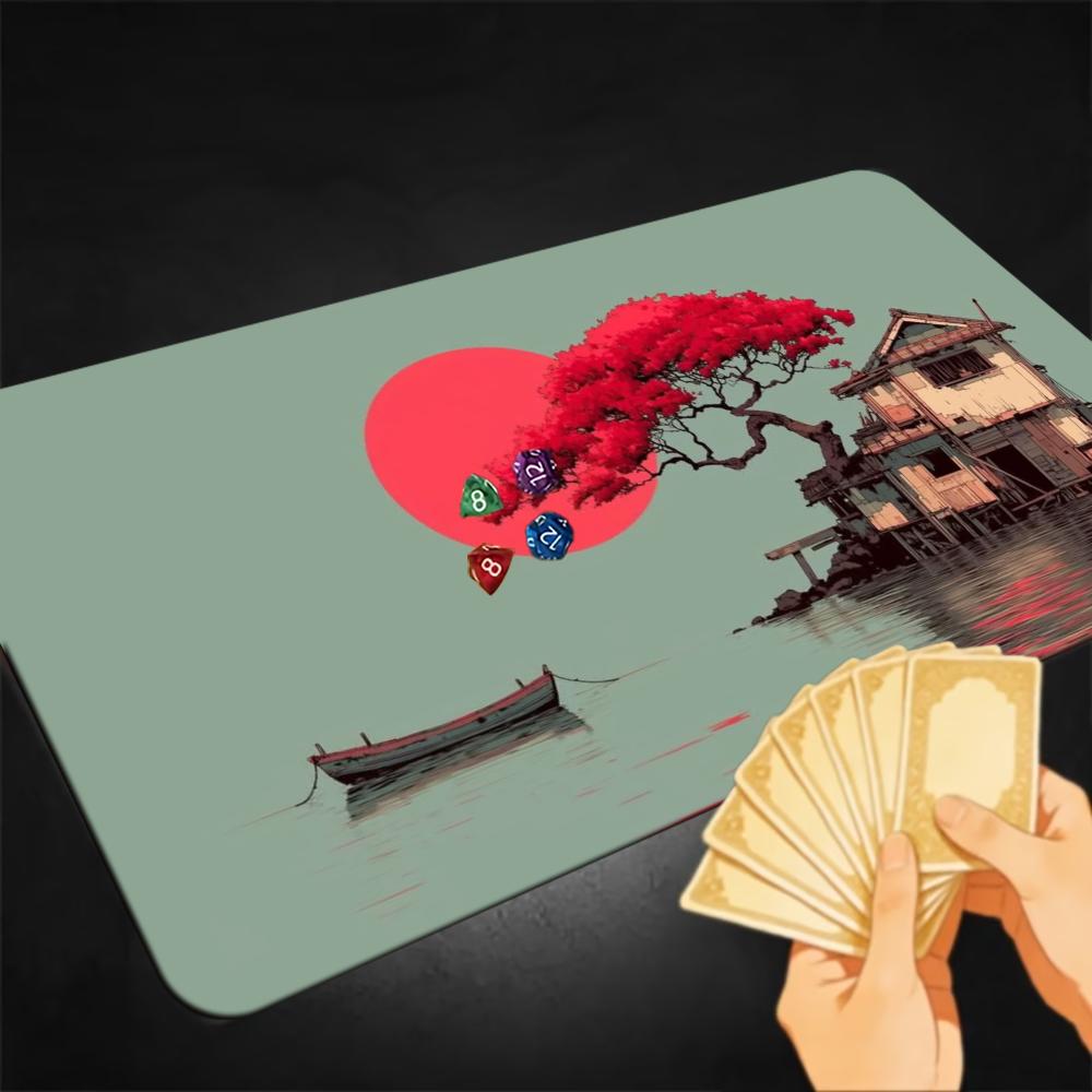 우키요에 풍경 TCG 플레이매트 레드 메이플 나무 물가 - Esports Gaming House 리뷰 및 가격